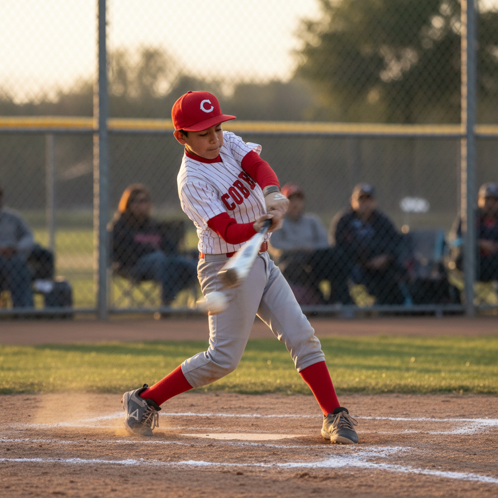 Youth baseball player batting